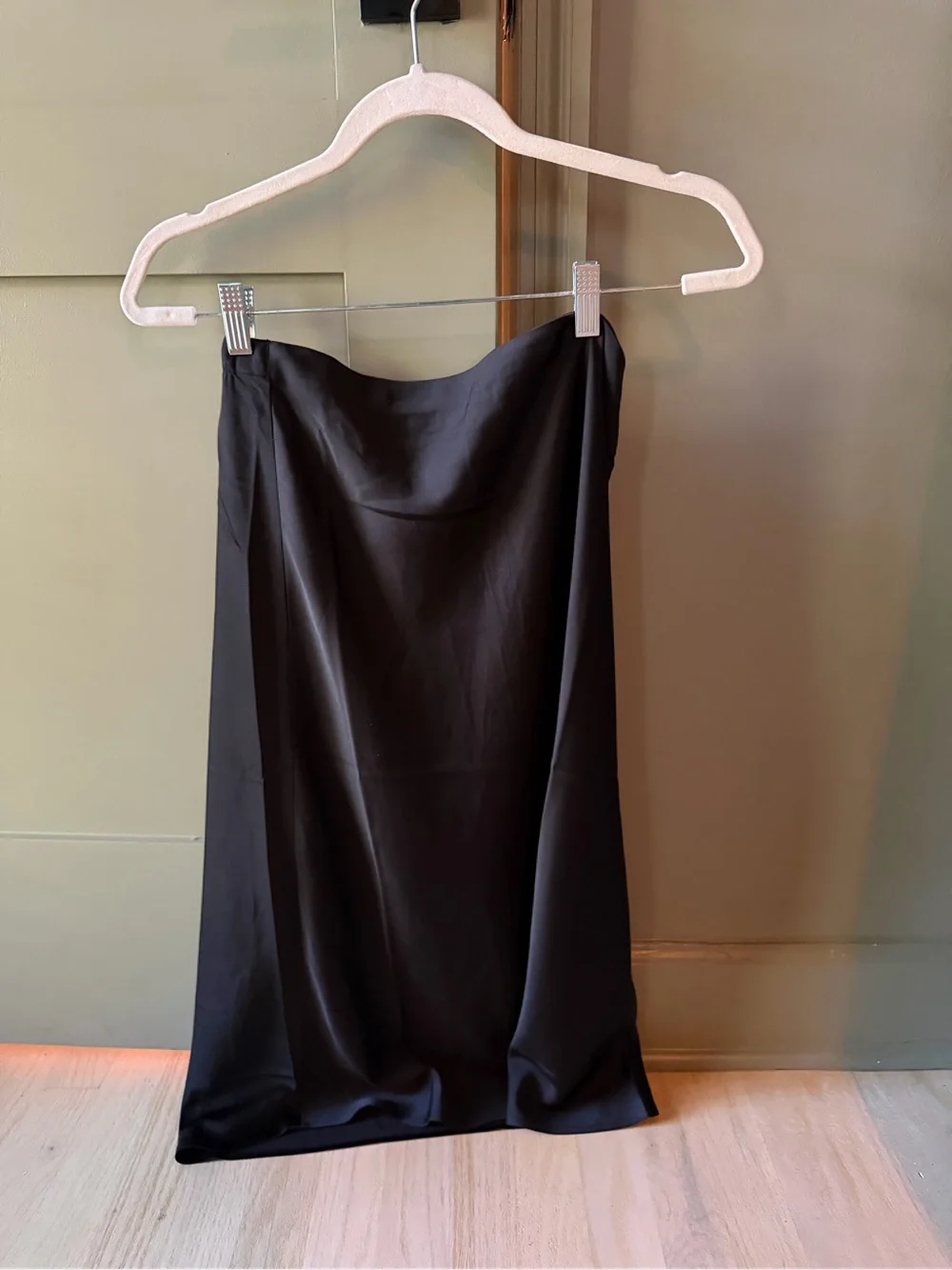 NWT J. Crew Black A-Line Bias Slip Midi Skirt